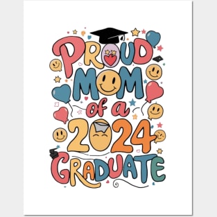 Proud Mom of a 2024 Graduate Senior Class Graduation Shirts for Family Party Posters and Art